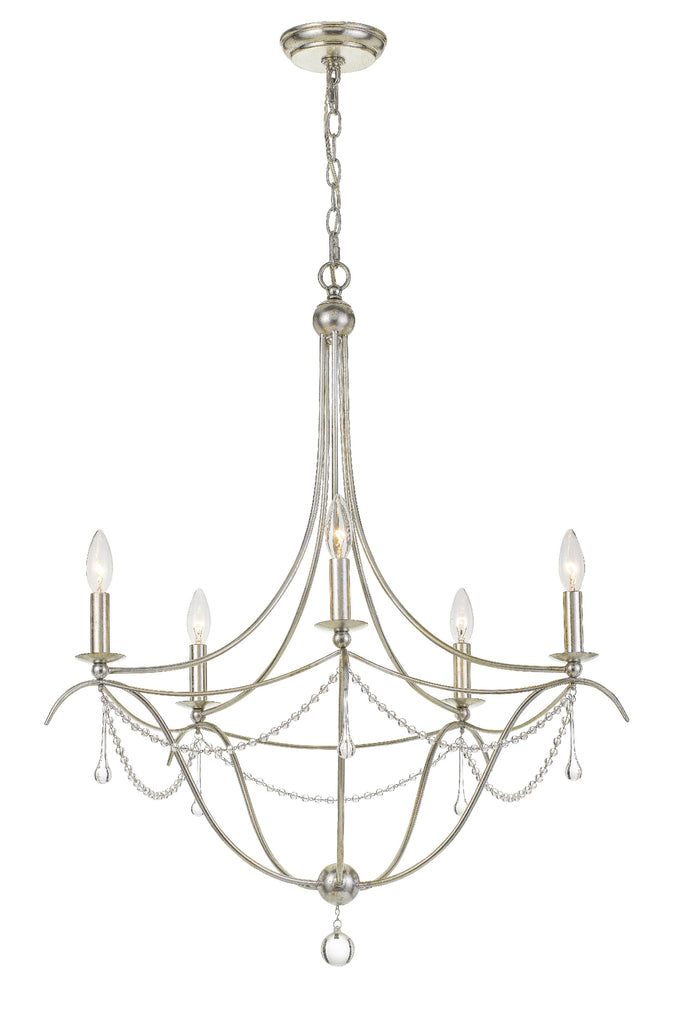 Metro 5 Light Crystal Beads Antique Silver Chandelier Crystorama