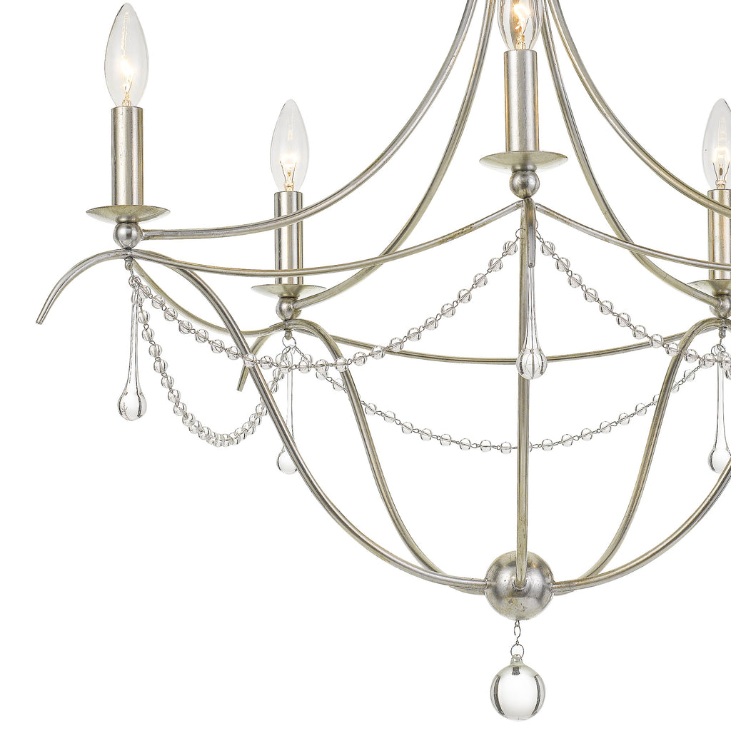 Metro 5 Light Crystal Beads Antique Silver Chandelier Crystorama