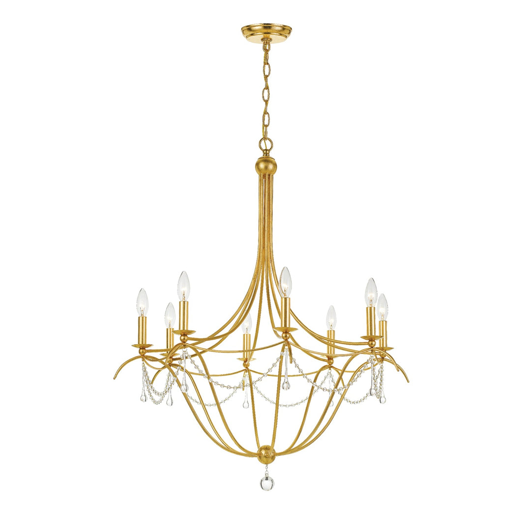 Metro 8 Light Crystal Beads Antique Gold Chandelier Crystorama