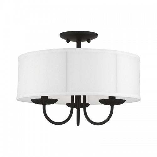 3 Light Black Semi-Flush Mount Livex