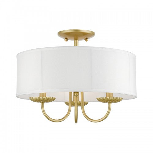 3 Light Soft Gold Semi-Flush Mount Livex