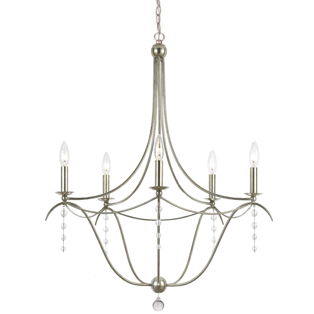 Metro 5 Light Crystal Antique Silver Chandelier Crystorama