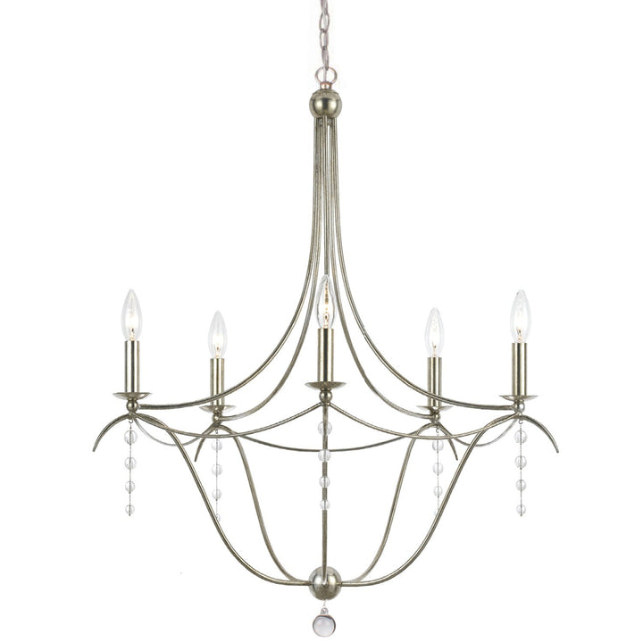 Metro 5 Light Crystal Antique Silver Chandelier Crystorama