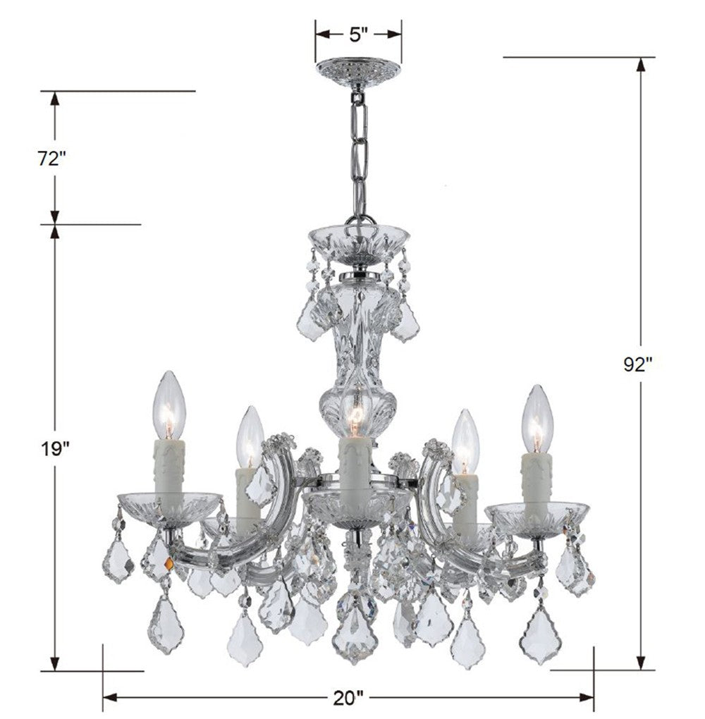 Maria Theresa 5 Light Spectra Crystal Polished Chrome Chandelier Crystorama