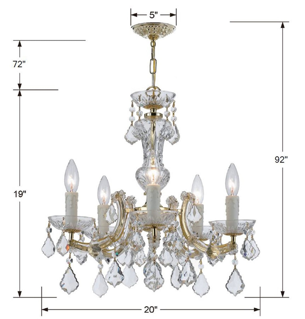 Maria Theresa 5 Light Hand Cut Crystal Gold Chandelier Crystorama