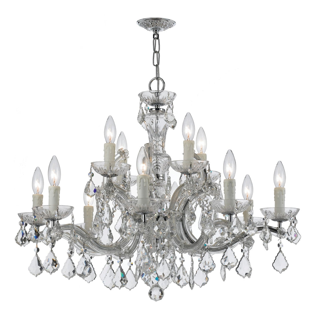 Maria Theresa 12 Light Clear Italian Crystal Polished Chrome Chandelier Crystorama