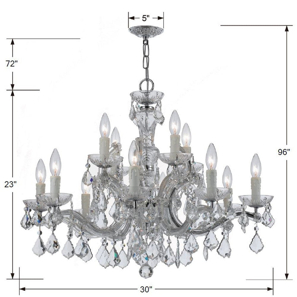 Maria Theresa 12 Light Hand Cut Crystal Polished Chrome Chandelier Crystorama