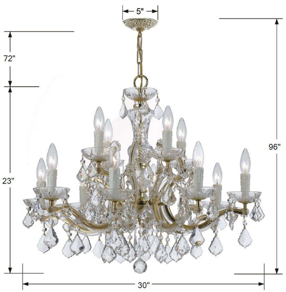 Maria Theresa 12 Light Hand Cut Crystal Gold Chandelier Crystorama