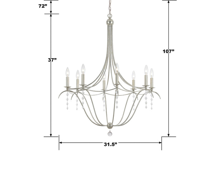 Metro 8 Light Antique Silver Chandelier Crystorama