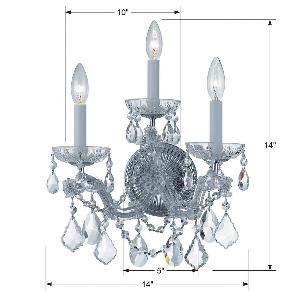 Crystorama Crystorama Maria Theresa 3 Light Hand Cut Crystal Polished Chrome Sconce