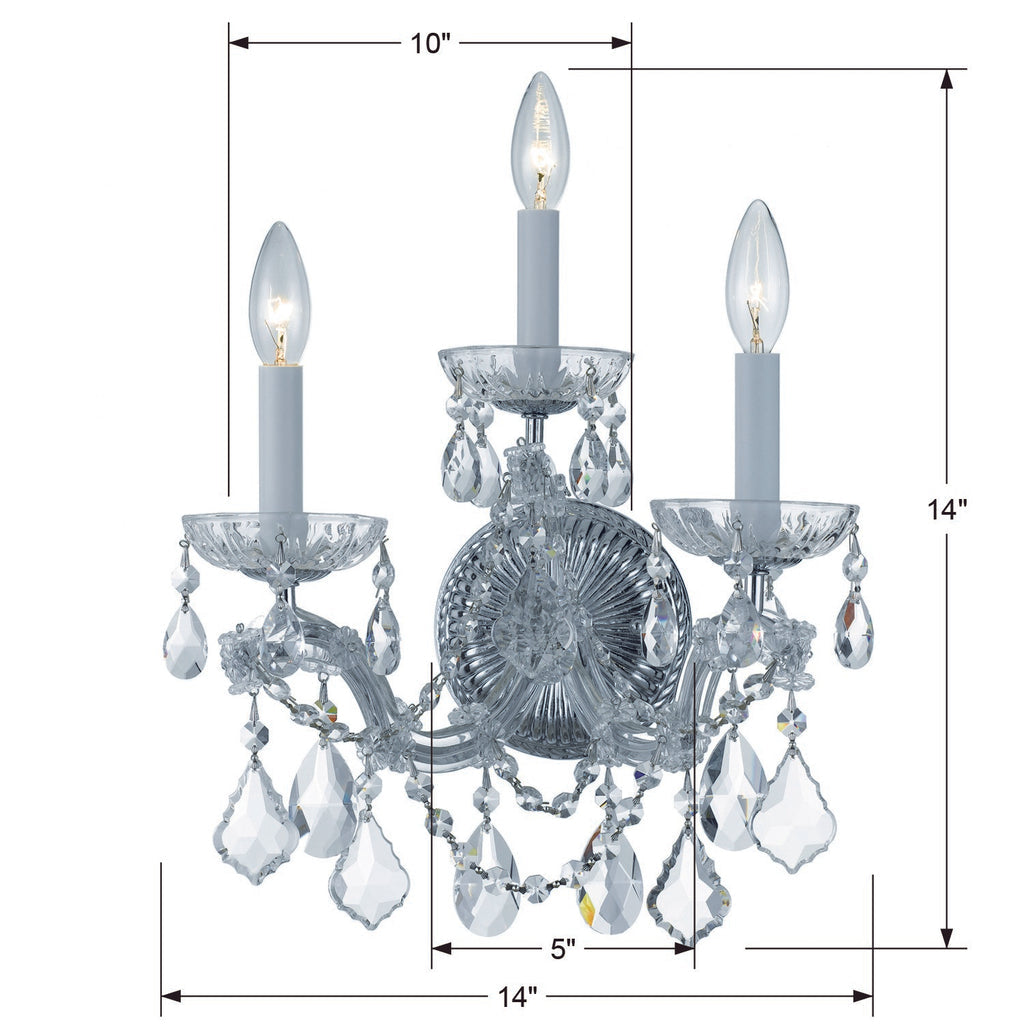 Crystorama Crystorama Maria Theresa 3 Light Spectra Crystal Polished Chrome Sconce