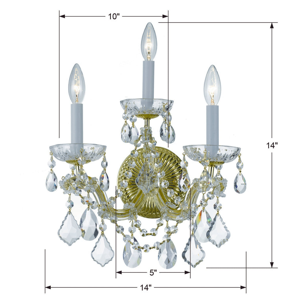 Crystorama Crystorama Maria Theresa 3 Light Hand Cut Crystal Gold Sconce