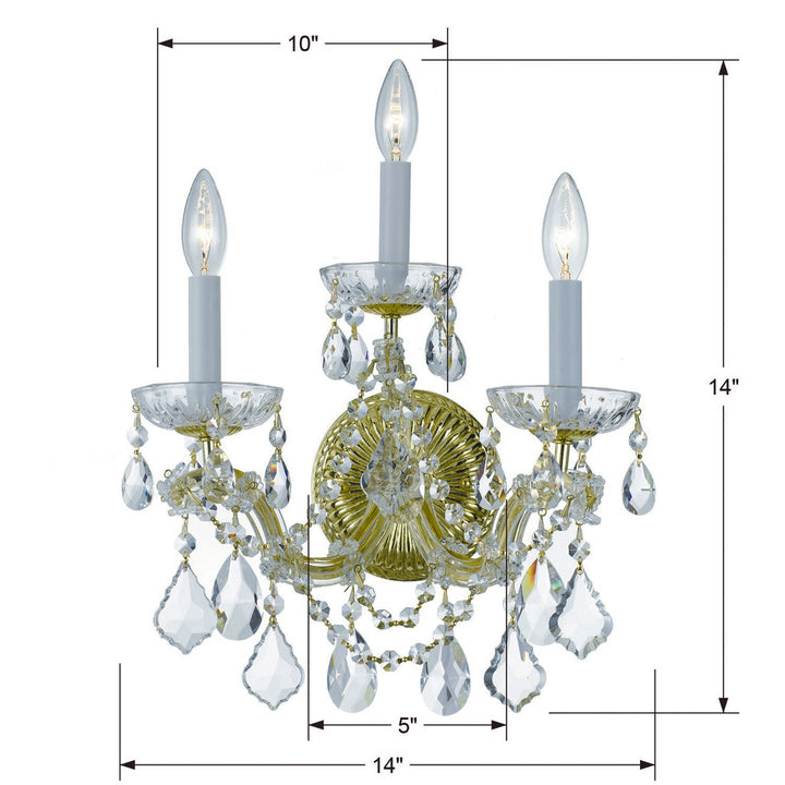 Crystorama Crystorama Maria Theresa 3 Light Hand Cut Crystal Gold Sconce