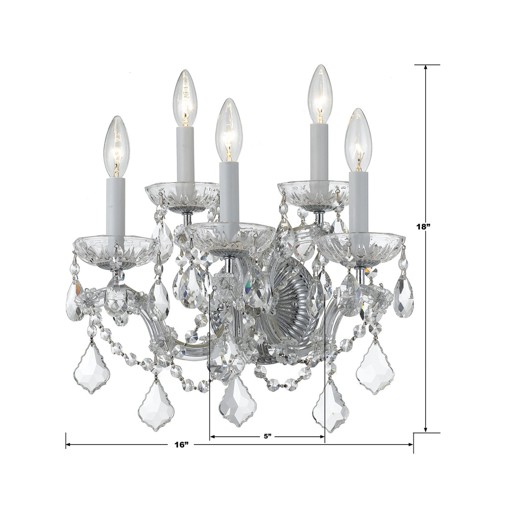 Crystorama Crystorama Maria Theresa 5 Light Hand Cut Crystal Polished Chrome Sconce