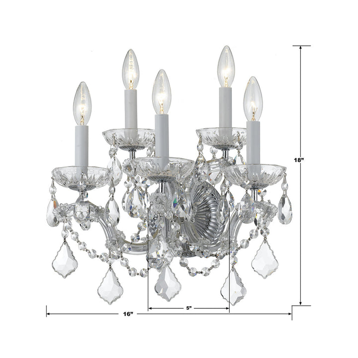 Crystorama Crystorama Maria Theresa 5 Light Hand Cut Crystal Polished Chrome Sconce