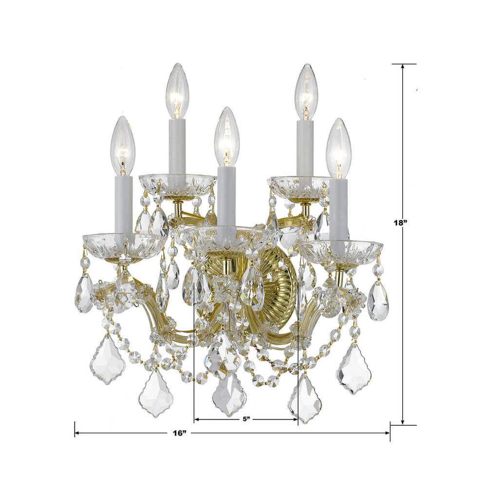 Crystorama Crystorama Maria Theresa 5 Light Hand Cut Crystal Gold Sconce