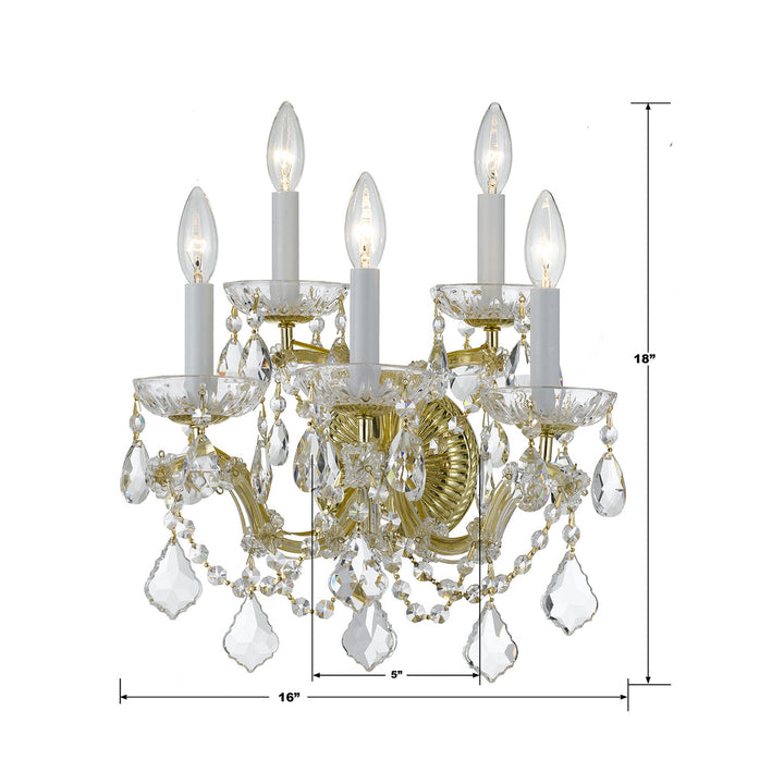 Crystorama Crystorama Maria Theresa 5 Light Hand Cut Crystal Gold Sconce