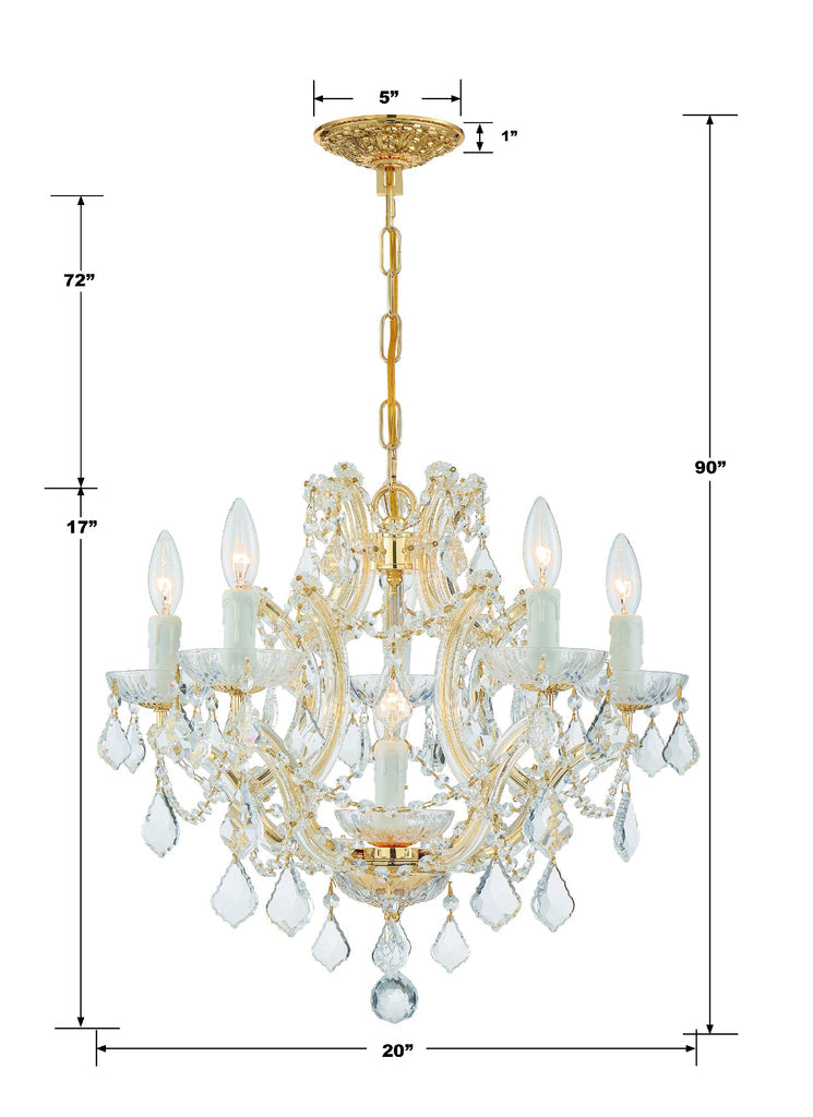 Maria Theresa 6 Light Clear Italian Crystal Gold Chandelier Crystorama