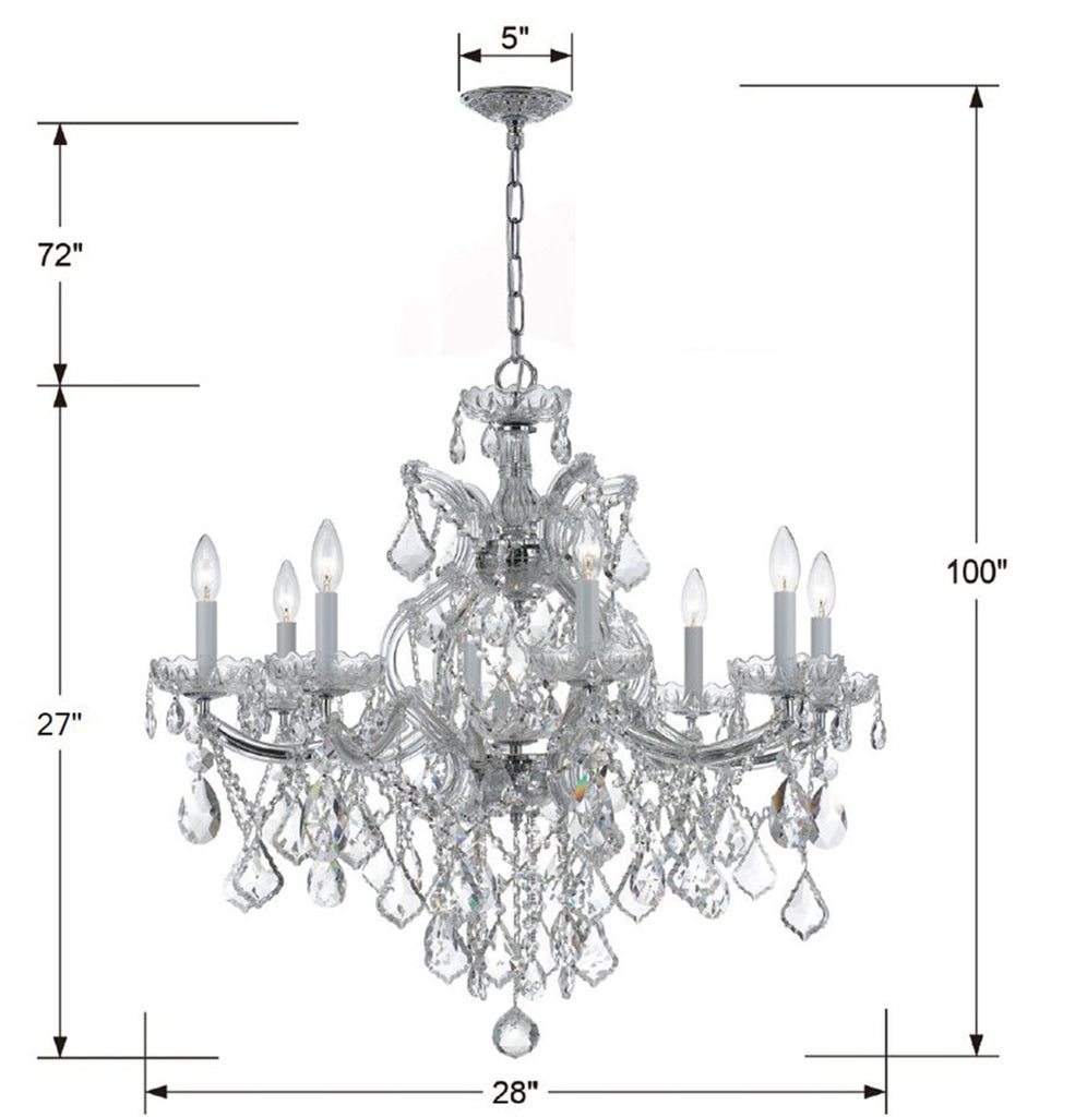 Maria Theresa 9 Light Hand Cut Crystal Polished Chrome Chandelier Crystorama