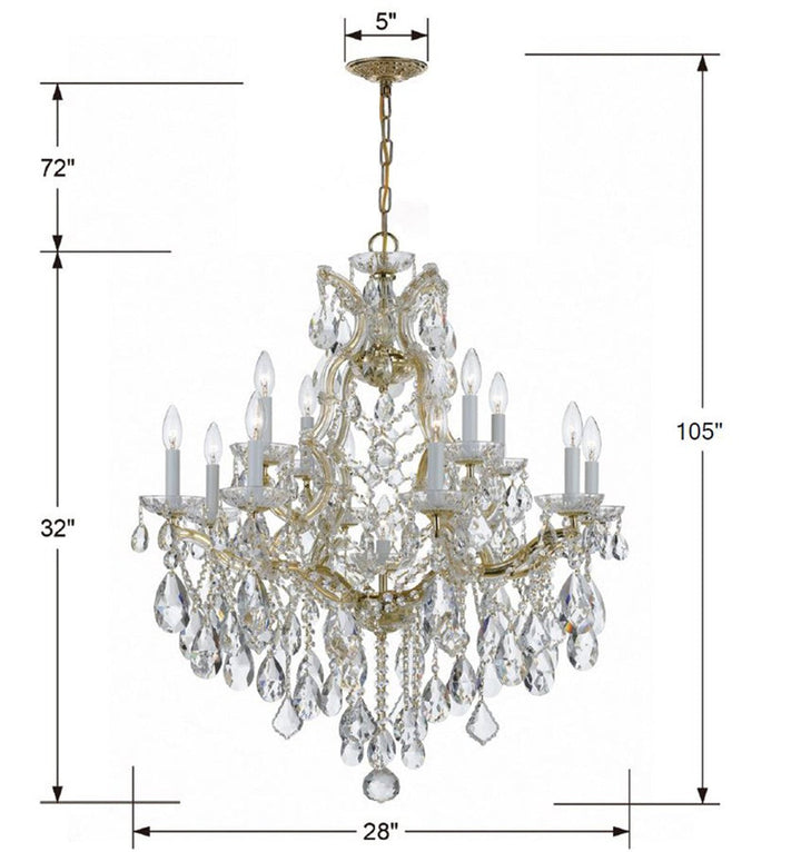 Maria Theresa 13 Light Hand Cut Crystal Gold Chandelier Crystorama