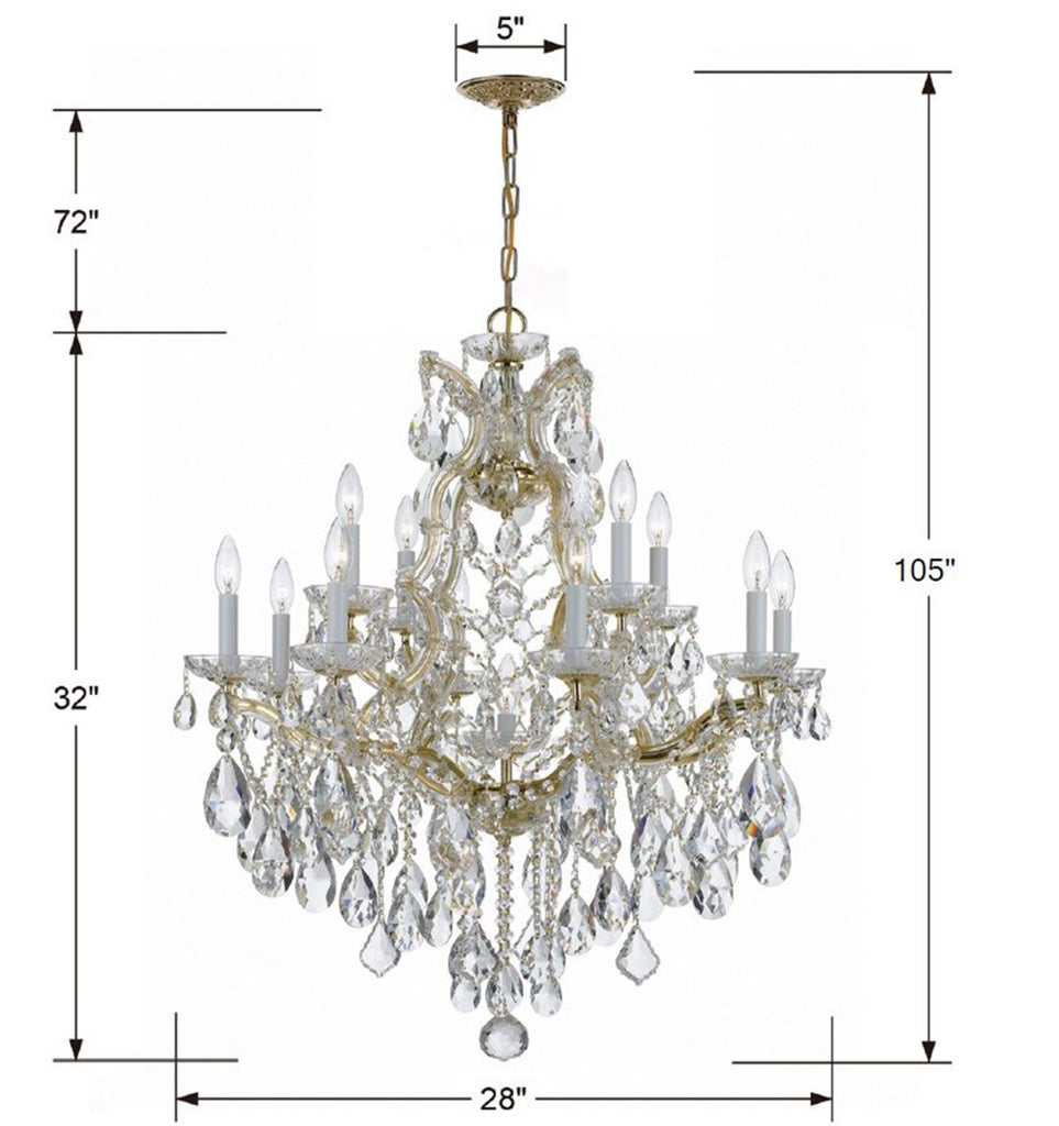 Maria Theresa 13 Light Spectra Crystal Gold Chandelier Crystorama