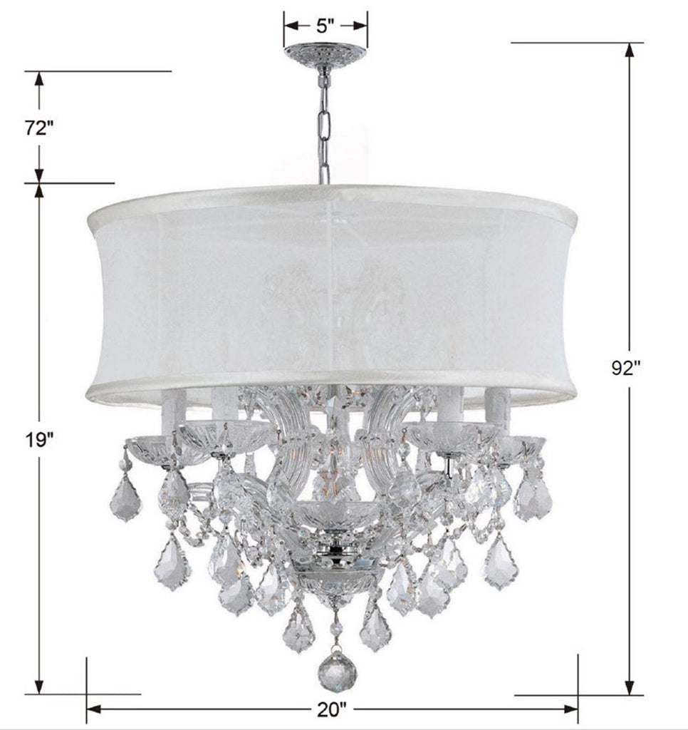 Brentwood 6 Light Crystal Polished Chrome Drum Shade Chandelier Crystorama