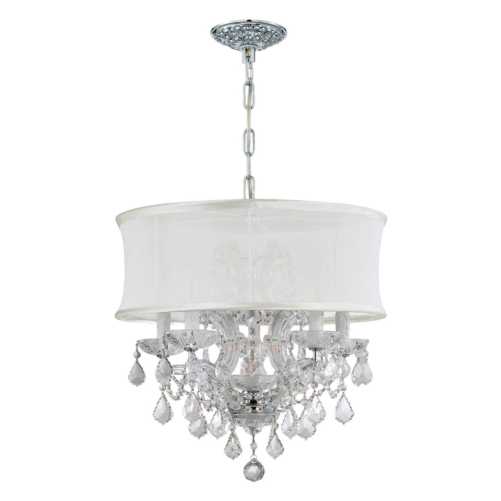 Brentwood 6 Light Crystal Polished Chrome Drum Shade Chandelier Crystorama