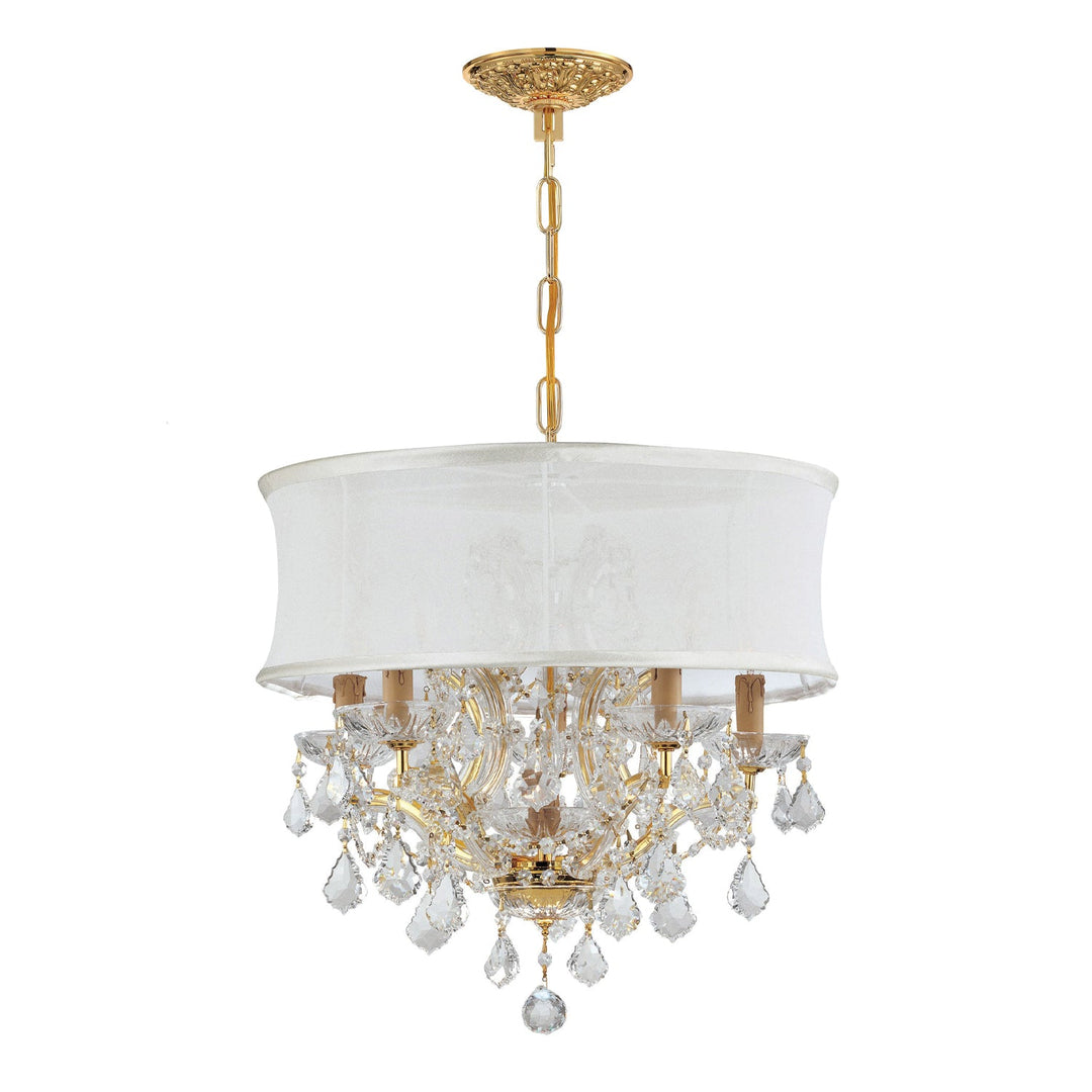 Brentwood 6 Light Crystal Gold Drum Shade Chandelier Crystorama