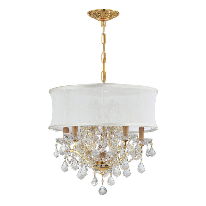 Brentwood 6 Light Swarovski Strass Crystal Gold Drum Shade Chandelier Crystorama