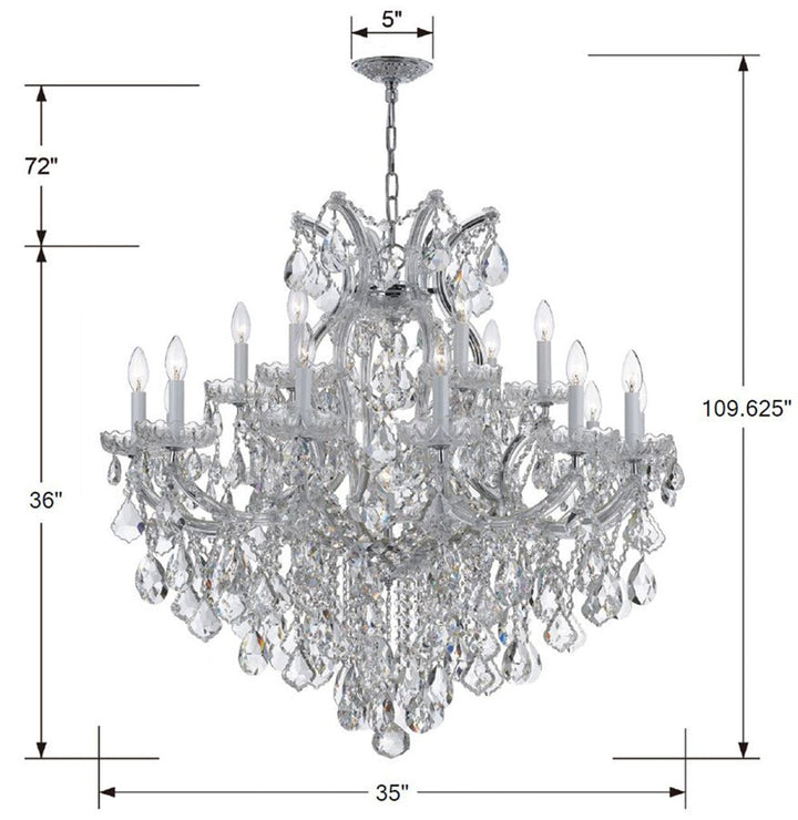 Maria Theresa 19 Light Clear Italian Crystal Polished Chrome Chandelier Crystorama