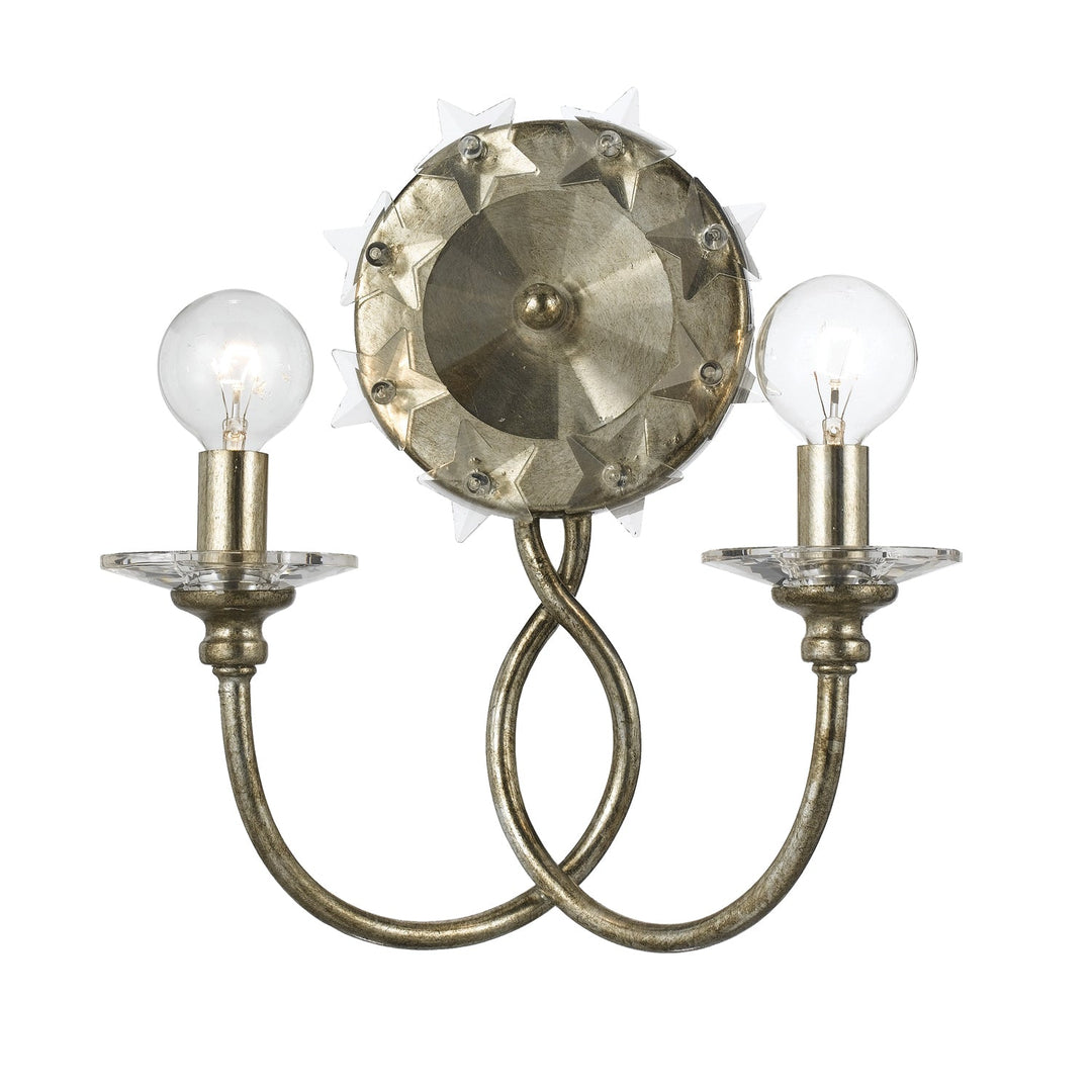 Willow 2 Light Antique Silver Sconce Crystorama