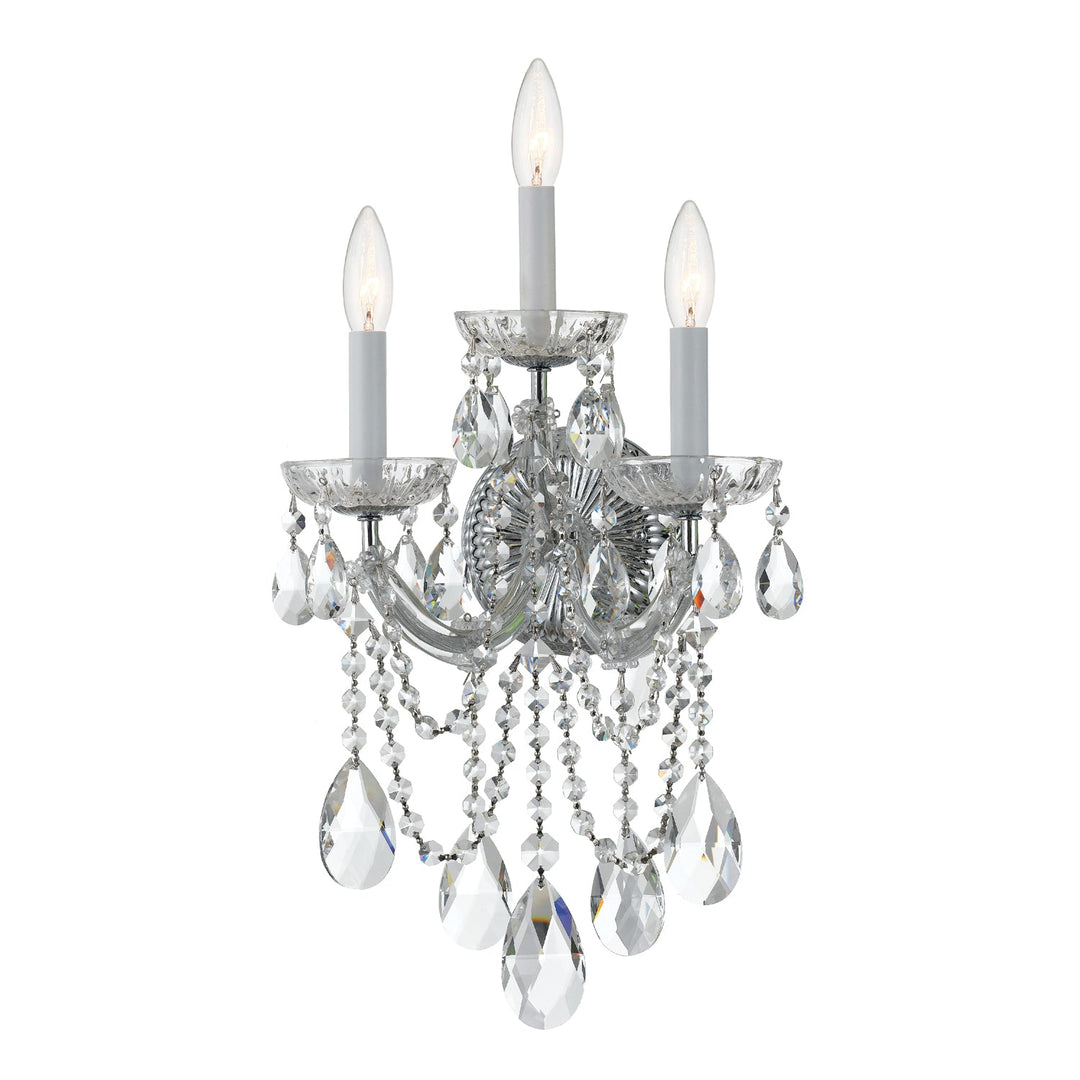 Maria Theresa 3 Light Hand Cut Crystal Polished Chrome Sconce Crystorama