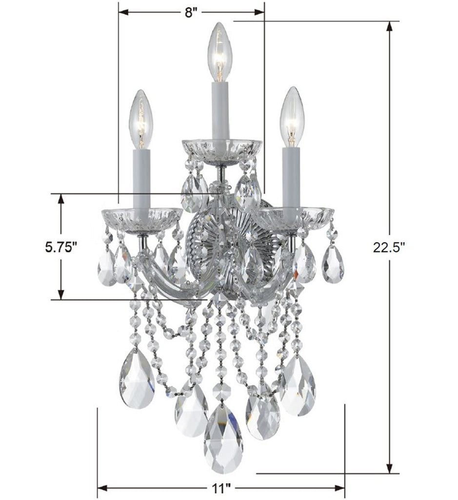 Maria Theresa 3 Light Swarovski Strass Crystal Polished Chrome Sconce Crystorama