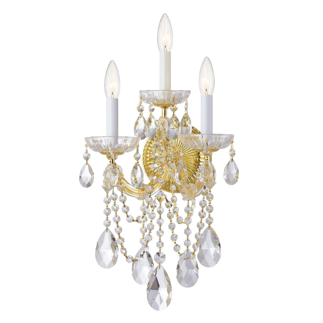 Maria Theresa 3 Light Hand Cut Crystal Gold Sconce Crystorama