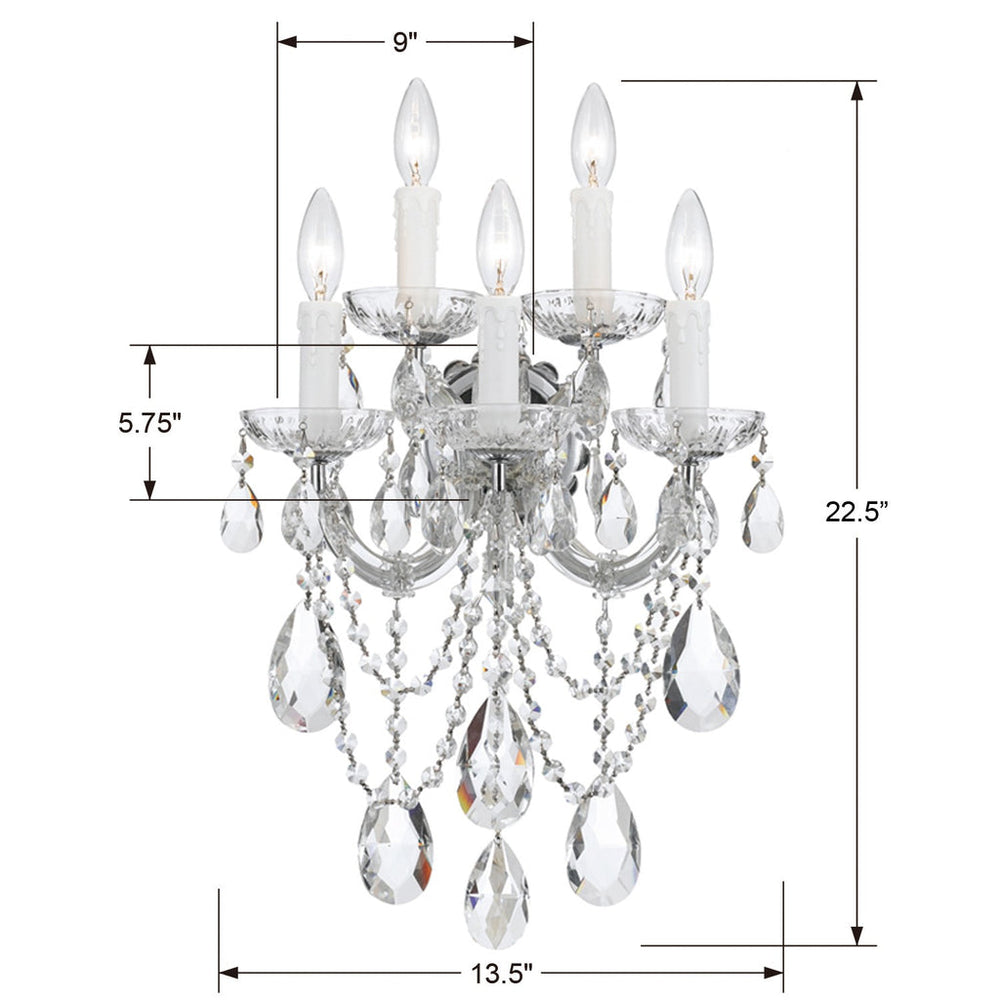 Maria Theresa 5 Light Spectra Crystal Polished Chrome Sconce Crystorama