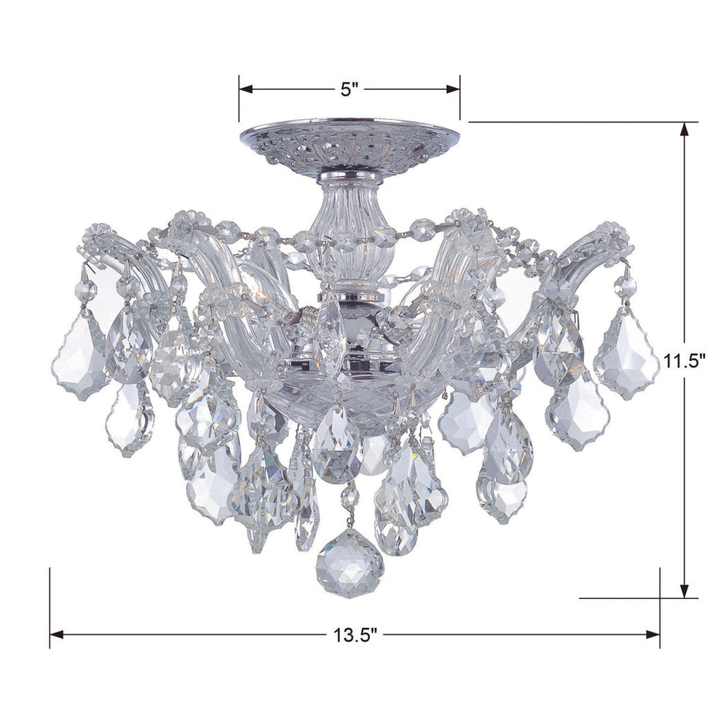 Crystorama Crystorama Maria Theresa 3 Light Hand Cut Crystal Polished Chrome Semi Flush Mount