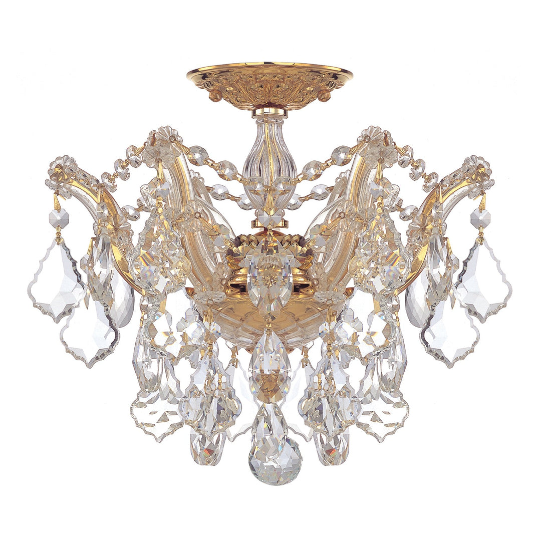 Crystorama Crystorama Maria Theresa 3 Light Hand Cut Crystal Gold Semi Flush Mount