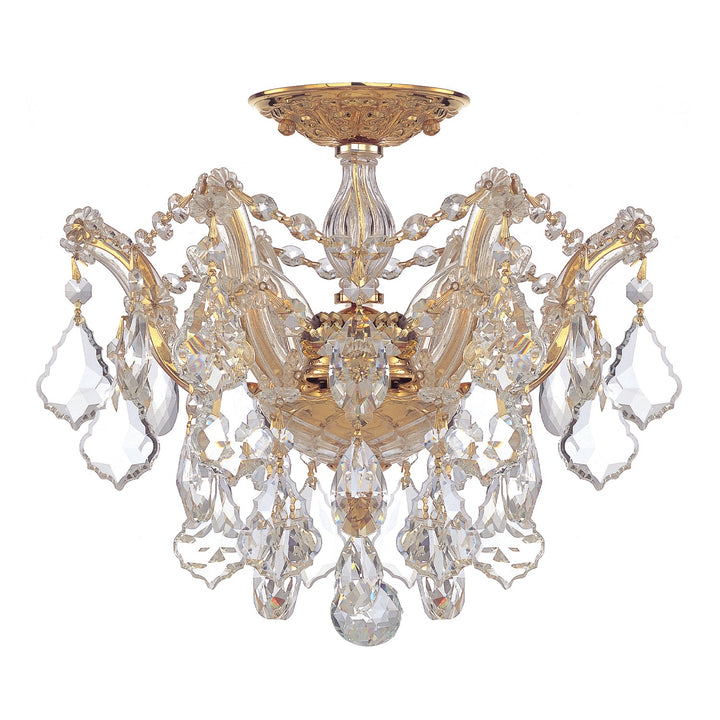 Crystorama Crystorama Maria Theresa 3 Light Hand Cut Crystal Gold Semi Flush Mount