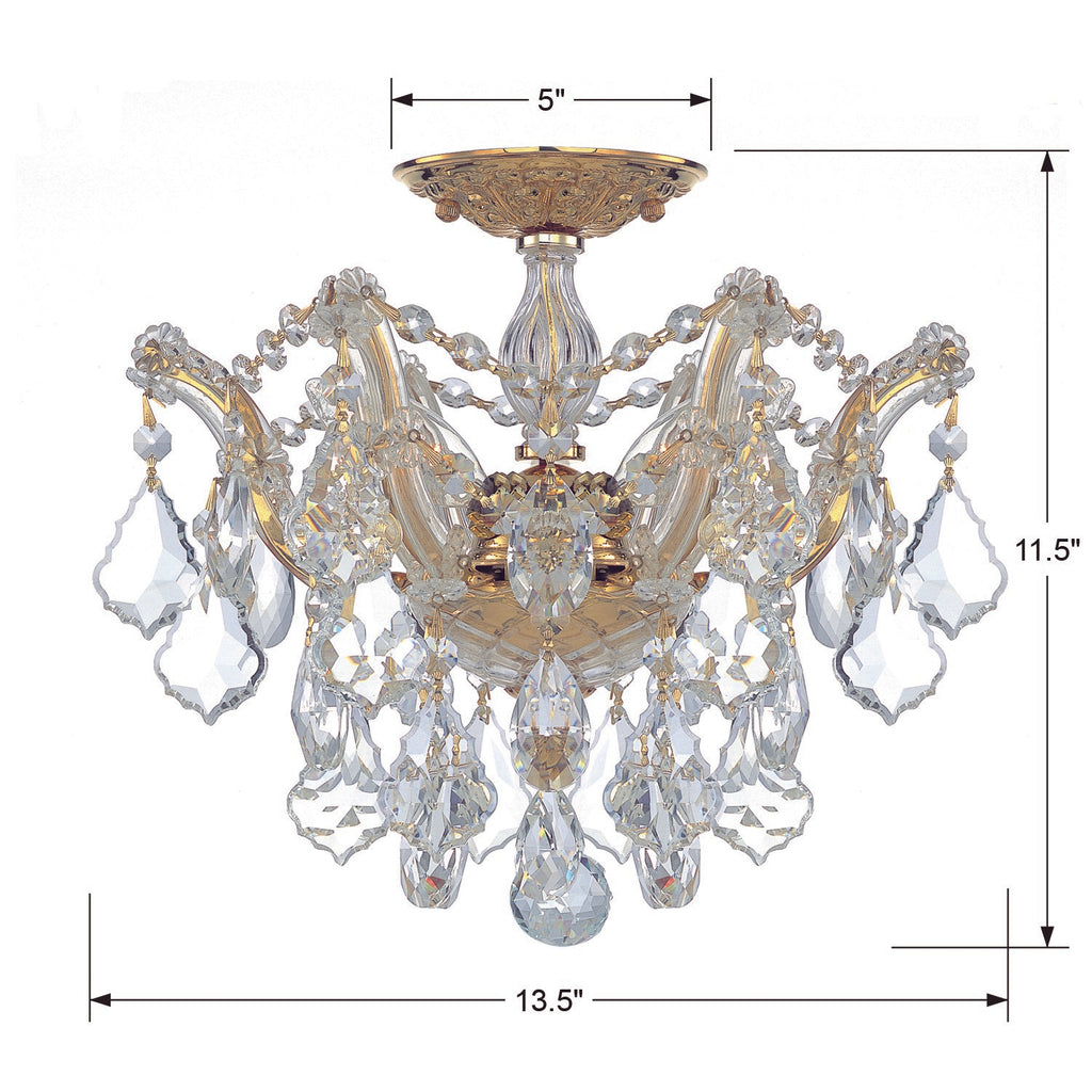 Crystorama Crystorama Maria Theresa 3 Light Hand Cut Crystal Gold Semi Flush Mount