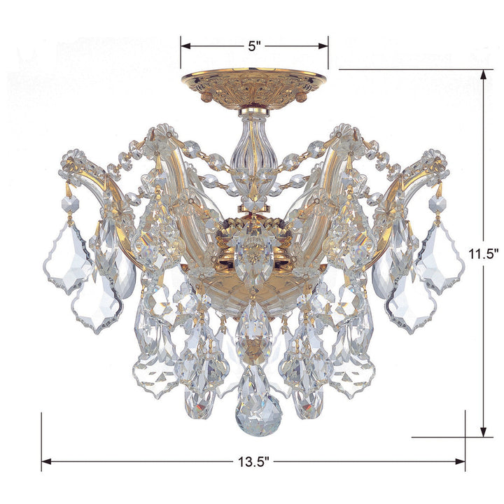 Crystorama Crystorama Maria Theresa 3 Light Hand Cut Crystal Gold Semi Flush Mount