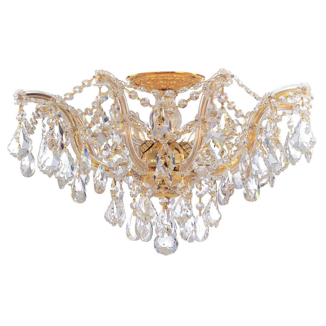 Crystorama Crystorama Maria Theresa 5 Light Hand Cut Crystal Gold Semi Flush Mount