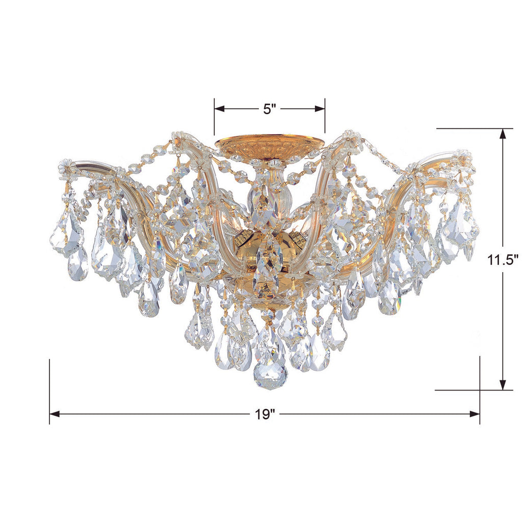 Crystorama Crystorama Maria Theresa 5 Light Swarovski Strass Crystal Gold Semi Flush Mount