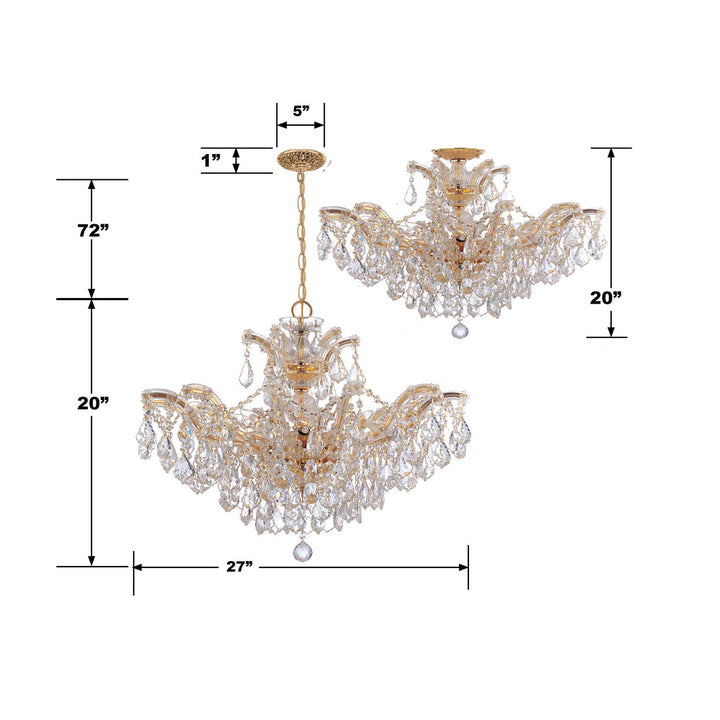 Crystorama Crystorama Maria Theresa 6 Light Swarovski Strass Crystal Gold Semi Flush Mount