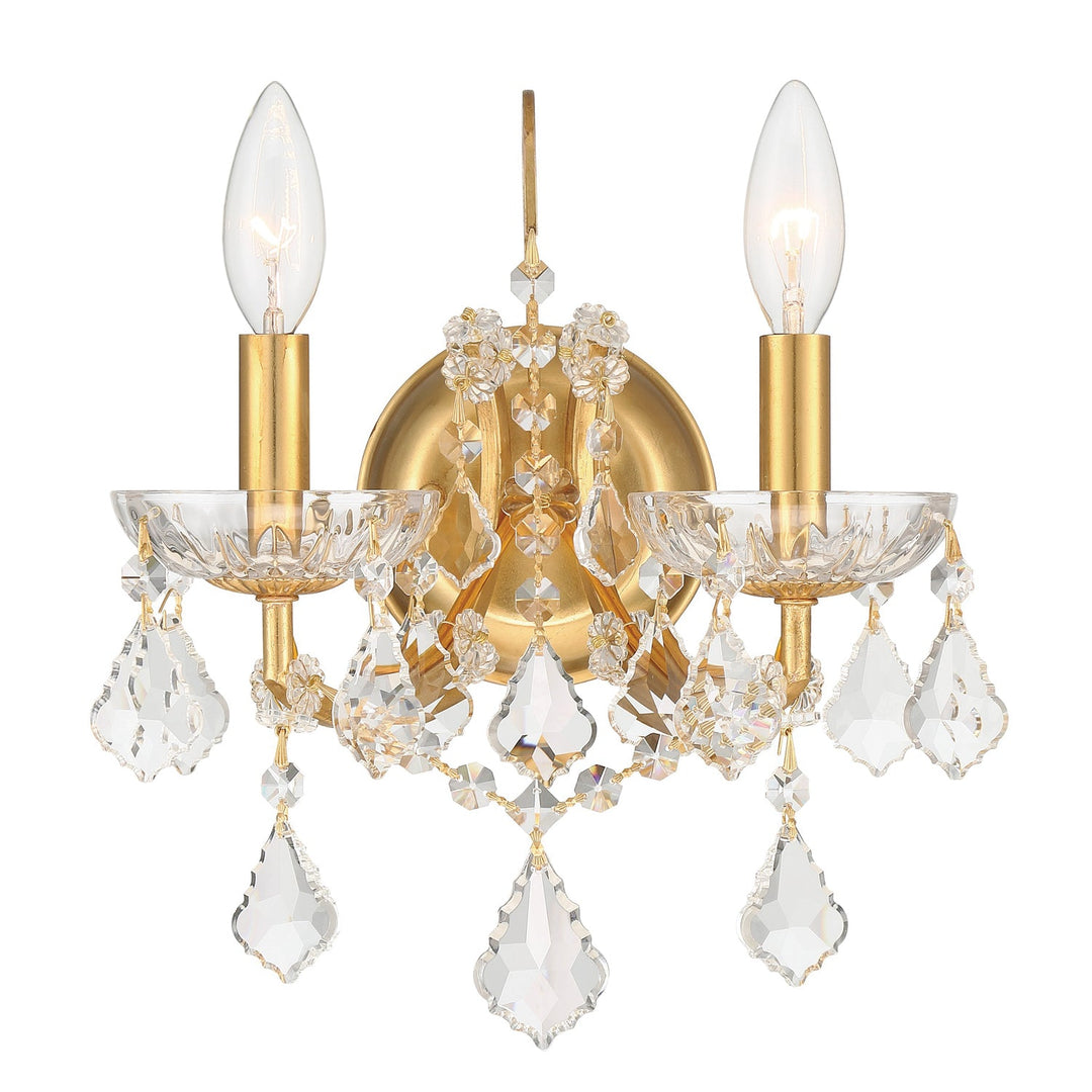 Filmore 2 Light Swarovski Strass Crystal Antique Gold Sconce Crystorama