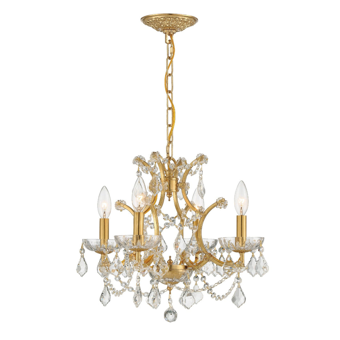 Filmore 4 Light Hand Cut Crystal Antique Gold Mini Chandelier Crystorama