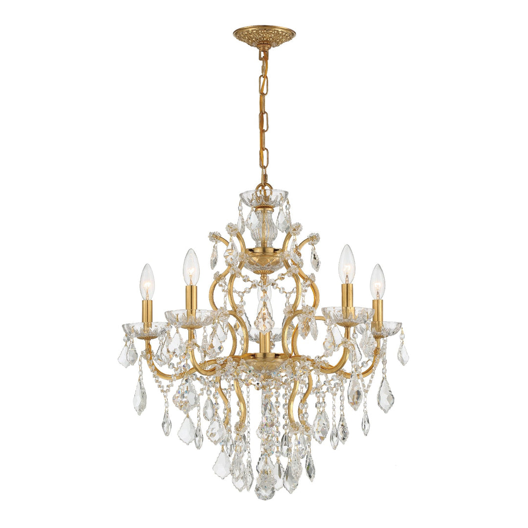 Filmore 6 Light Hand Cut Crystal Antique Gold Chandelier Crystorama