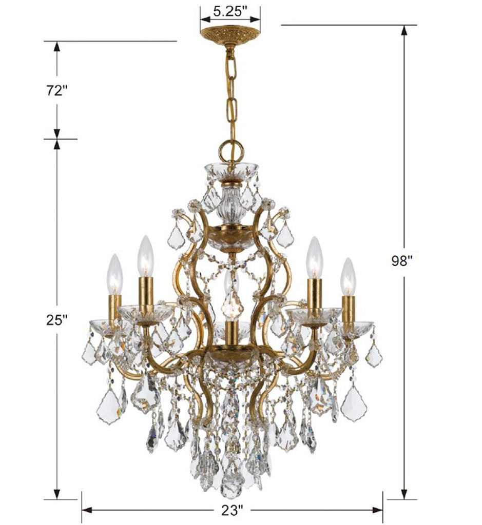 Filmore 6 Light Swarovski Strass Crystal Antique Gold Chandelier Crystorama