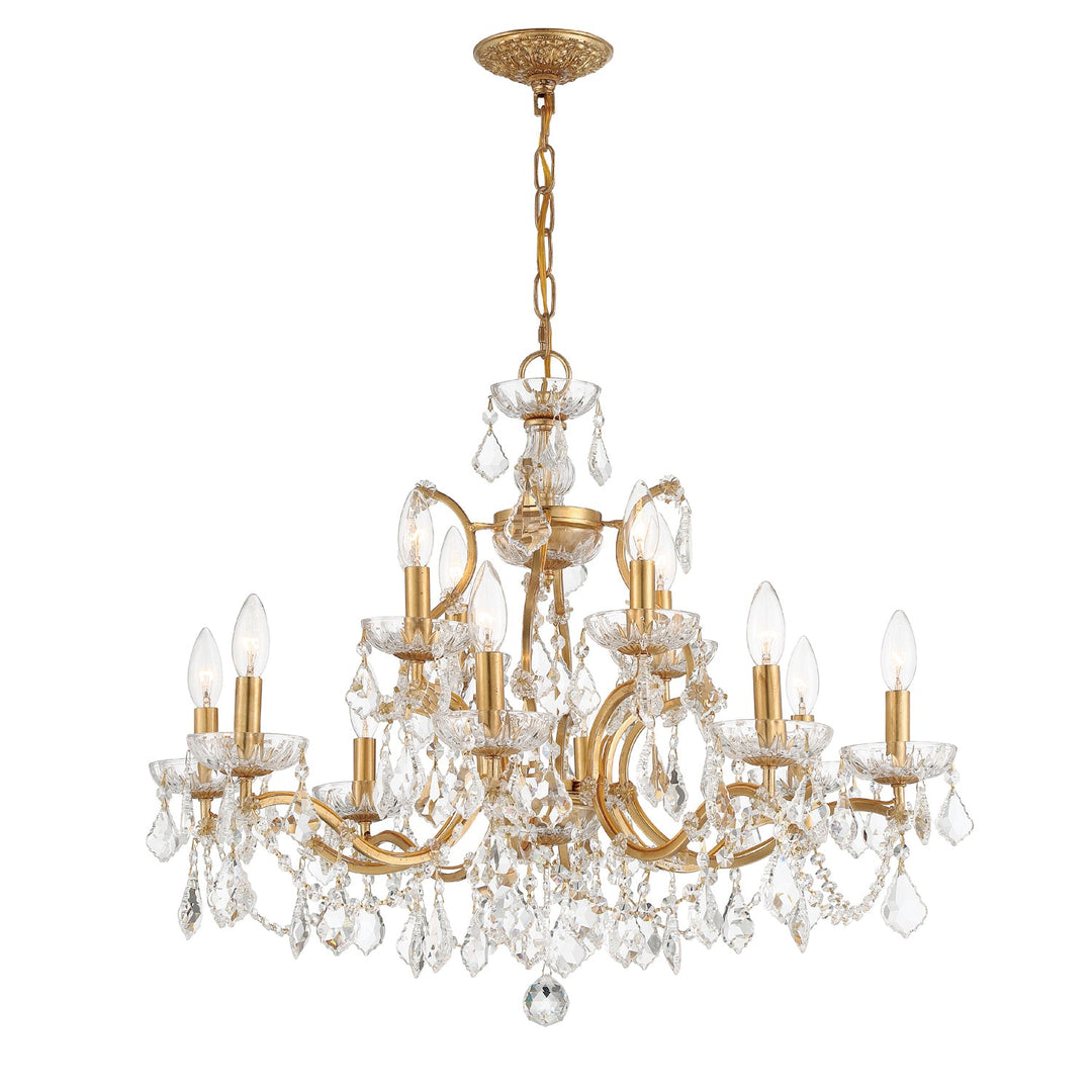 Filmore 12 Light Hand Cut Crystal Antique Gold Chandelier Crystorama