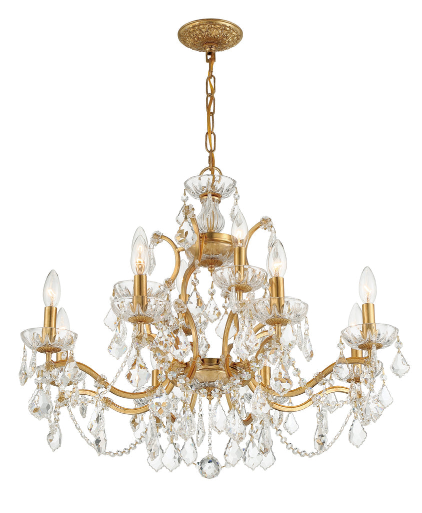 Filmore 12 Light Hand Cut Crystal Antique Gold Chandelier Crystorama