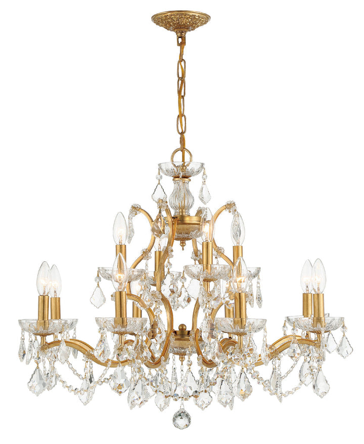 Filmore 12 Light Hand Cut Crystal Antique Gold Chandelier Crystorama